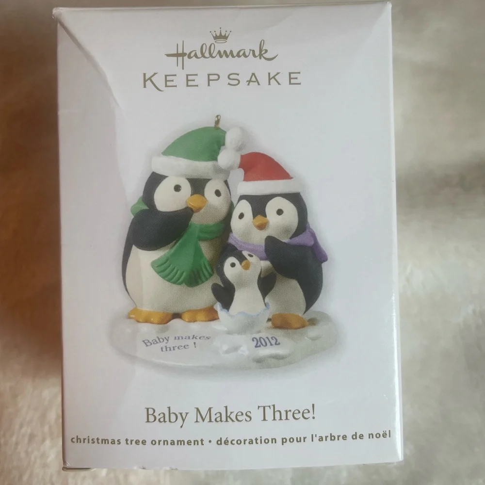 Hallmark Keepsake Baby Makes‎ Three Penguin Ornament in Box, 2012